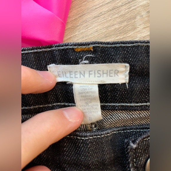 Eileen Fisher denim, size 8, black boyfriend jeans. - Picture 4 of 4